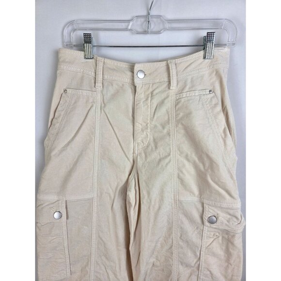 Anthropologie The Carson Utility Barrel Cargo Pants Size 8 Corduroy Ivory - Picture 6 of 14